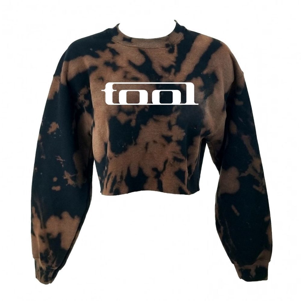 TOOL Rock Band Acid Wash Cropped Crop Top Long Sleeve Crewneck Sweatshirt - punk